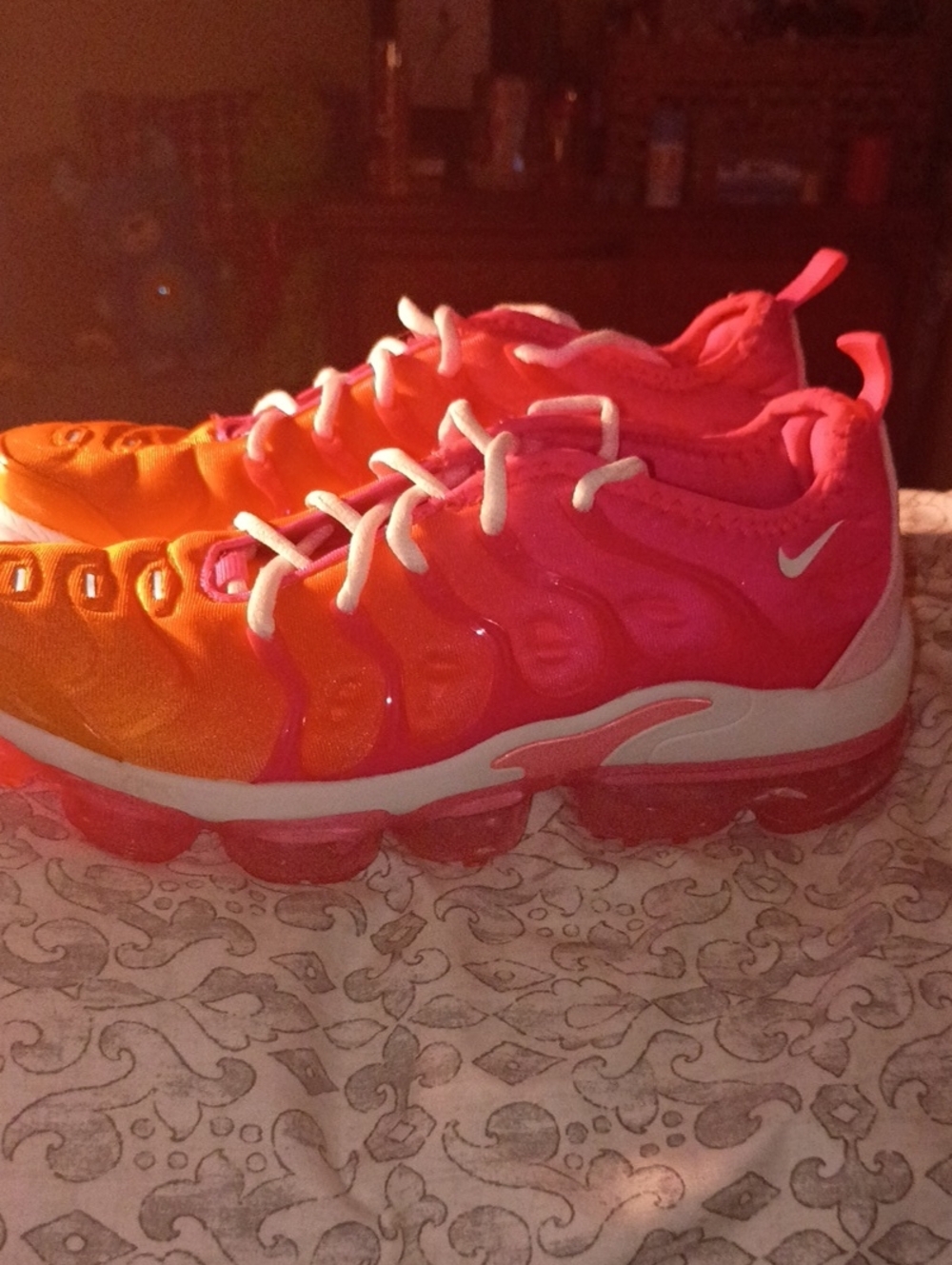 Nike Womens Pink & Orange VaporMax-Style Sneakers Special Edition